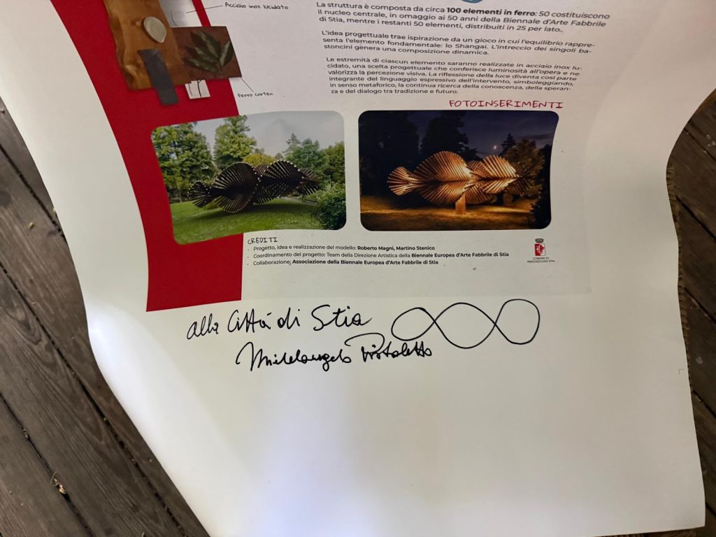 Michelangelo Pistoletto firma il progetto del Terzo Paradiso in ferro battuto per Stia